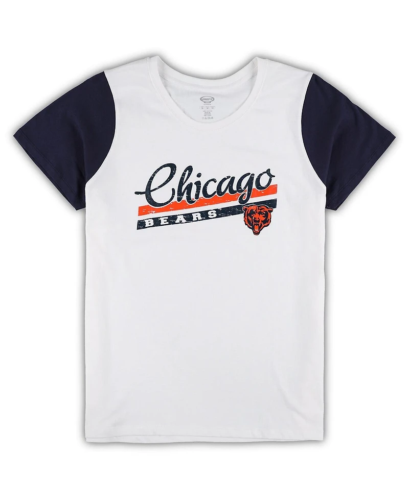 Concepts Sport Women's White/Navy Chicago Bears Plus Size Downfield T-Shirt Shorts Sleep Set