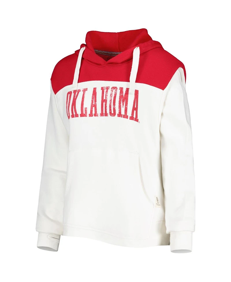 Pressbox Women's White/Crimson Oklahoma Sooners Chicago 2-Hit Yoke Pullover Hoodie
