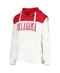 Pressbox Women's White/Crimson Oklahoma Sooners Chicago 2-Hit Yoke Pullover Hoodie