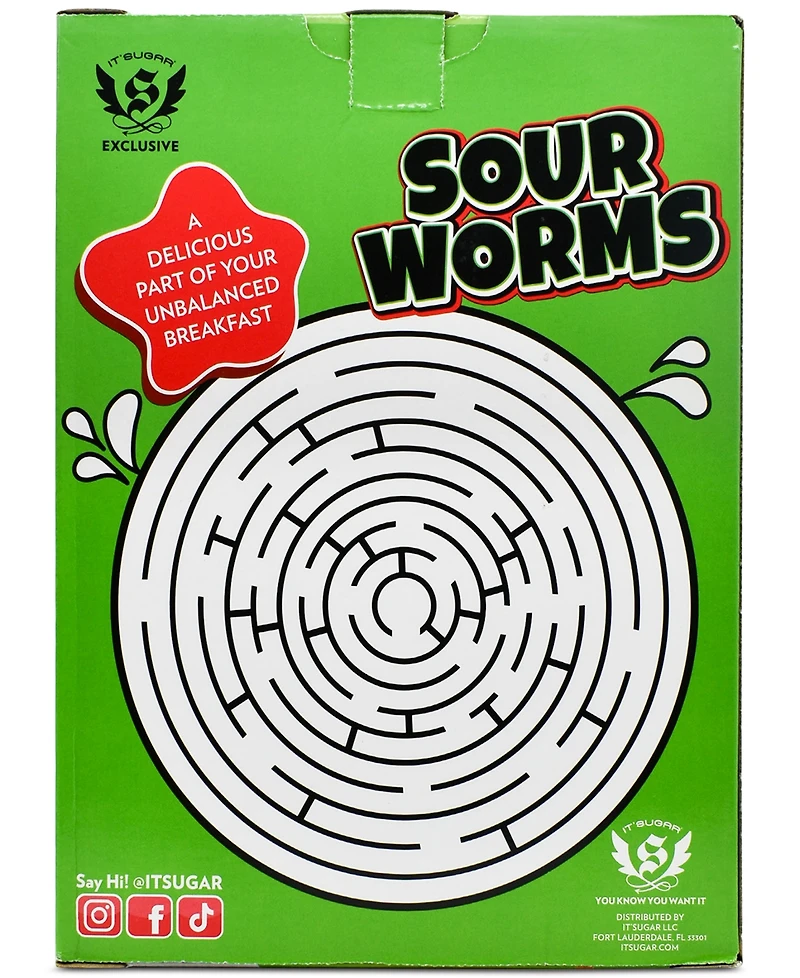It'Sugar Sour Worms Cereal Gift Box, 24 oz