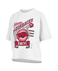 Pressbox Women's White Arkansas Razorbacks Rock Roll Slub T-Shirt