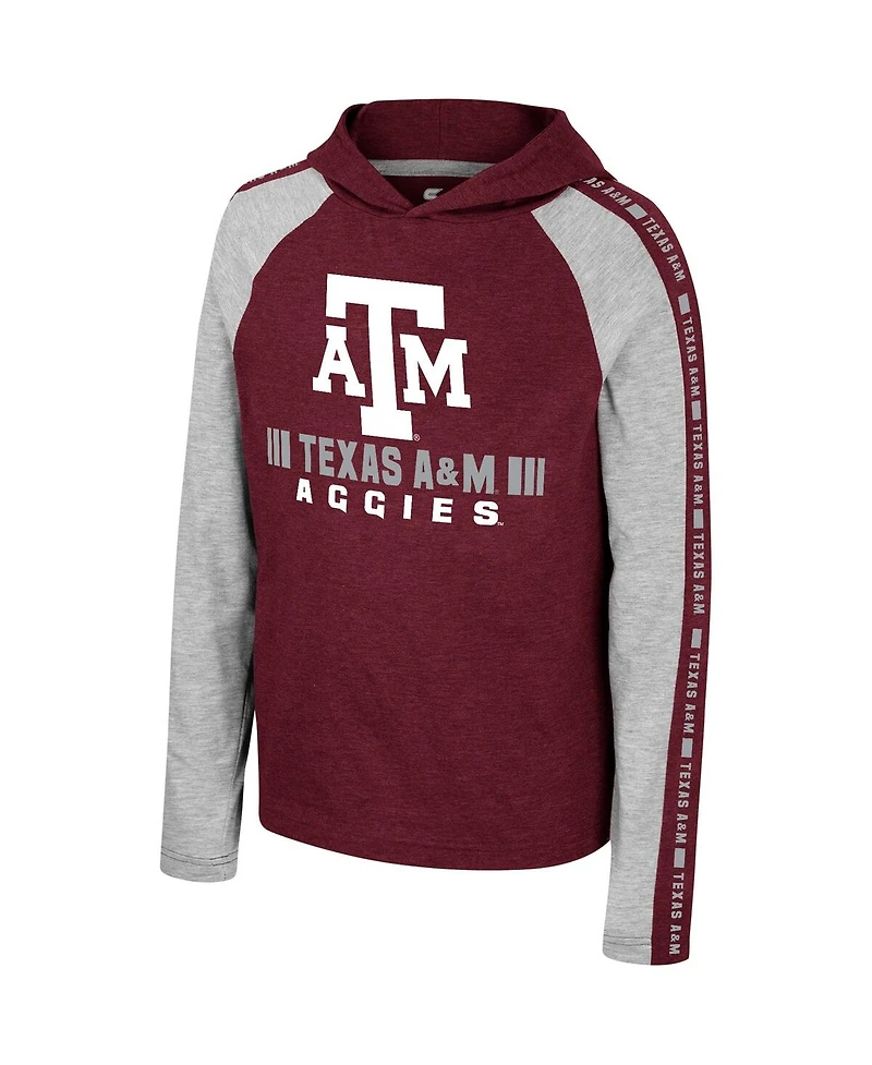 Colosseum Big Boys and Girls Maroon Texas A M Aggies Ned Raglan Long Sleeve Hooded T-Shirt