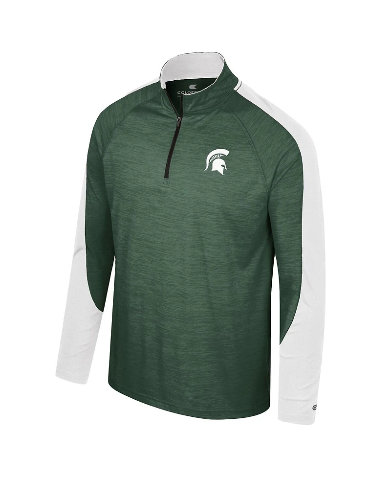 Colosseum Men's Green Michigan State Spartans Langmore Raglan Quarter-Zip Top