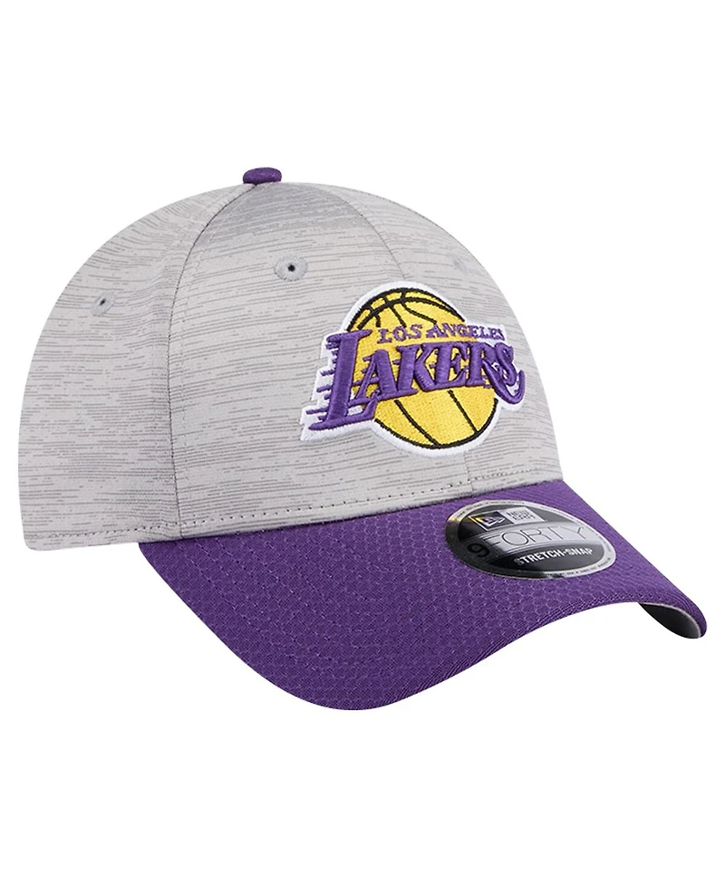 New Era Men's Heather Gray/Purple Los Angeles Lakers Active Digi-Tech Two-Tone 9FORTY Adjustable Hat