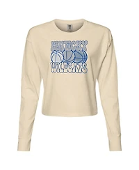 Image One Women's Natural Kentucky Wildcats Comfort Colors Basketball Cropped Long Sleeve T-Shirt