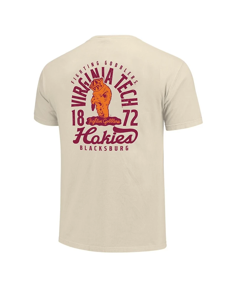 Image One Men's Cream Virginia Tech Hokies Comfort Colors Mascot Overlay T-Shirt