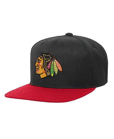 Mitchell & Ness Big Boys and Girls Black/Red Chicago Blackhawks Core Team Two-Tone Snapback Hat