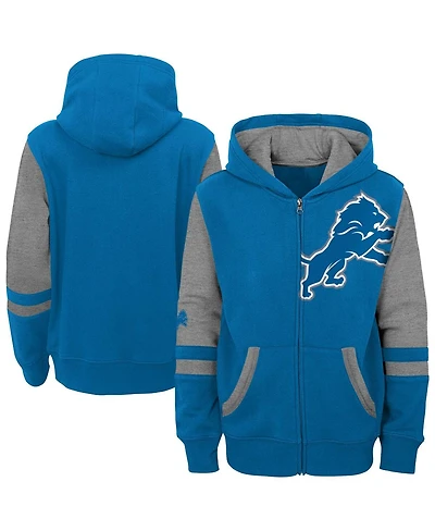 Outerstuff Little Boys and Girls Blue Detroit Lions Stadium Color Block Full-Zip Hoodie