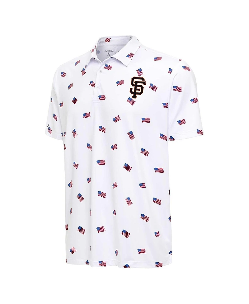 Antigua Men's White San Francisco Giants Americana Polo