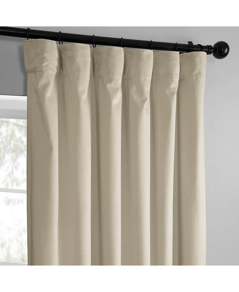 Half Price Drapes Light Ivory Simply Velvet Room Darkening Curtain Pair (2 Panels)