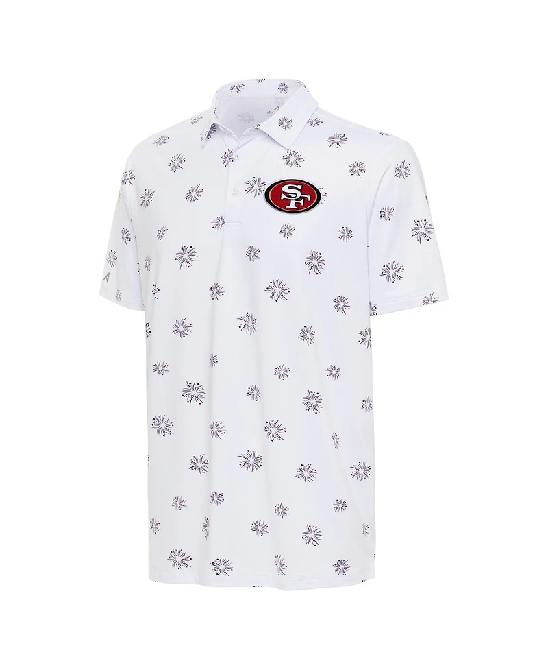 Antigua Men's White San Francisco 49ers Fireworks Polo