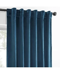 Half Price Drapes Dark Blue Simply Velvet Room Darkening Curtain Pair (2 Panels