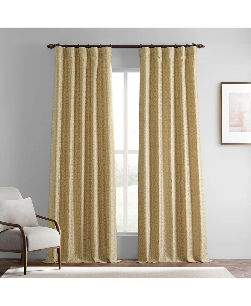 Half Price Drapes Metro Gold Geometric Faux Silk Jacquard Room Darkening Curtain