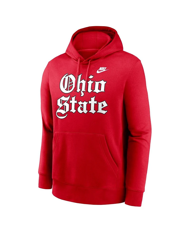 Nike Men's Scarlet Ohio State Buckeyes Old English Fleece Pullover Hoodie