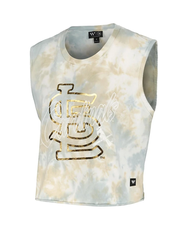 The Wild Collective Women's White St. Louis Cardinals Washed Muscle Tank Top