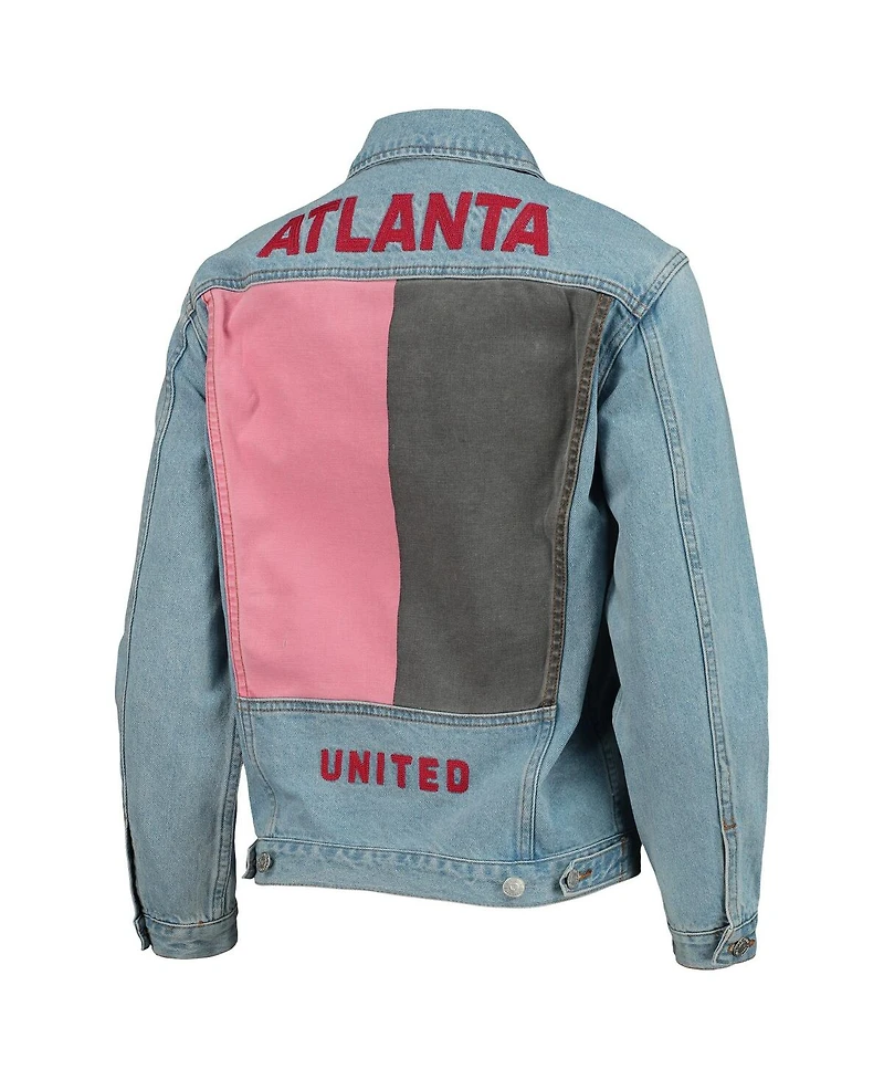 The Wild Collective Women's Blue Atlanta United Fc Print Denim Button-Up Jacket