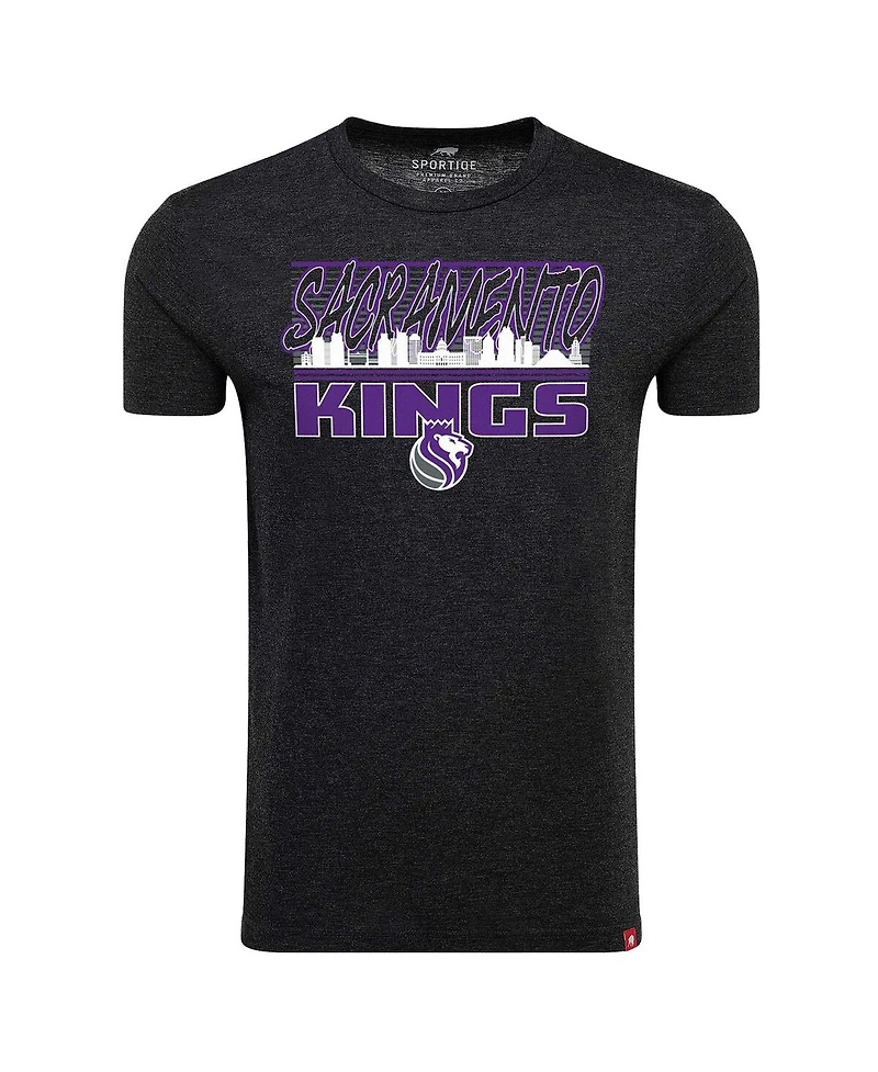 Sportiqe Men's and Women's Heather Black Sacramento Kings Comfy Super Soft Tri-Blend T-Shirt