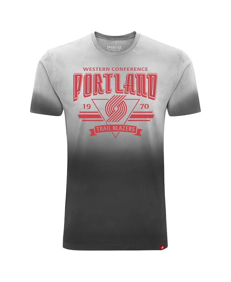 Sportiqe Men's and Women's Black Portland Trail Blazers Bingham Sun-Fade T-Shirt
