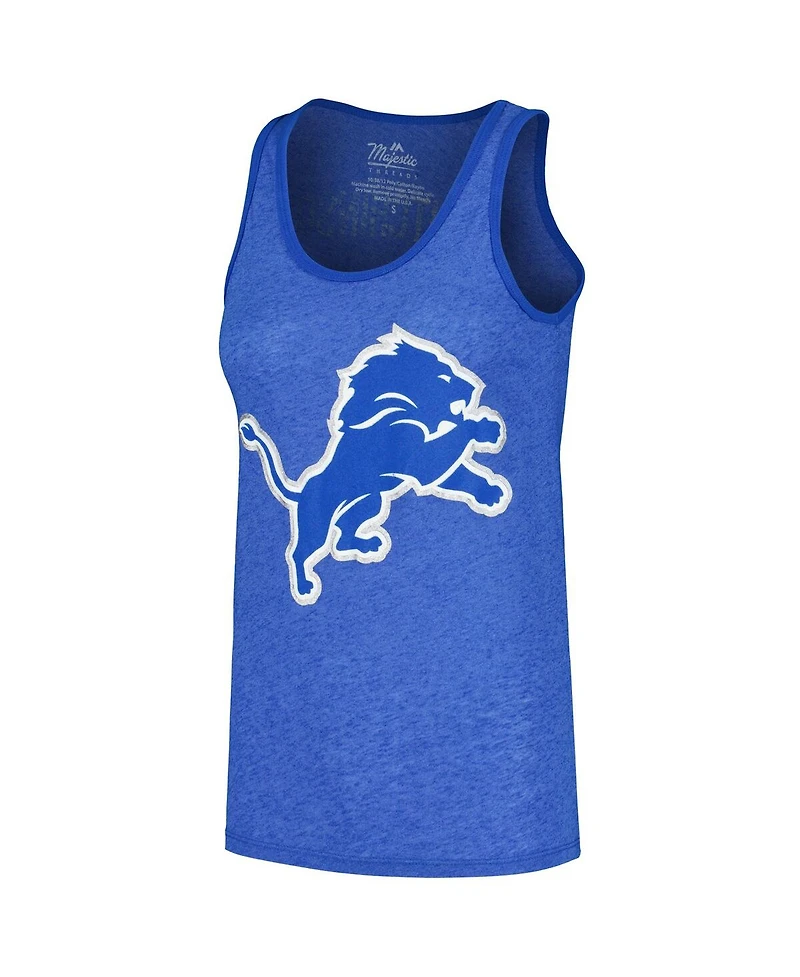 Majestic Women's Aidan Hutchinson Heather Blue Detroit Lions Name Number Tri-Blend Tank Top