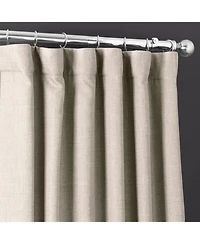Half Price Drapes Fossil Grey Italian Faux Linen Room Darkening Curtain