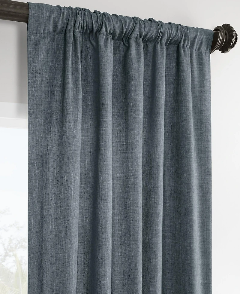 Half Price Drapes Sweden Blue Italian Faux Linen Room Darkening Curtain