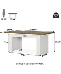 Tribesigns 63" Farmhouse Dining Table for 4-6 People, Rectangle Kitchen Table Dining Room Table, Wood Family Dinner Table for Living Room, Kitchen, Di