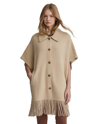 Nvlt Women's Mink Eyelash Fringe Hem Cape
