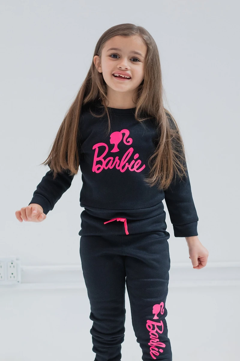 Barbie Little Girls French Terry Sweatshirt and Jogger Pants Set
