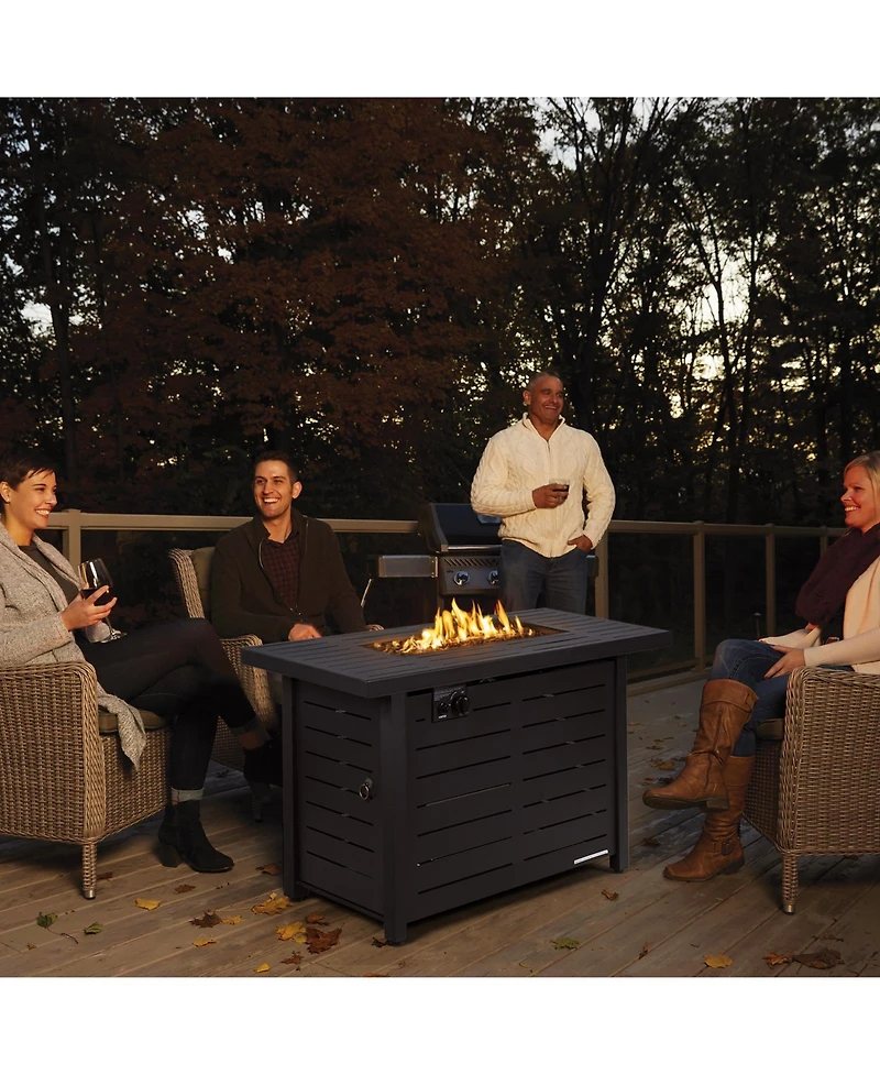 Skonyon 42 Inch 60 000 Btu Rectangular Propane Fire Pit Table with Waterproof Cover