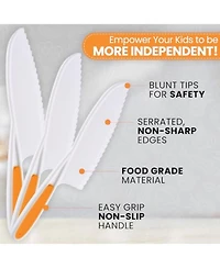 3-Piece Kids Knife Set for Real Cooking & Baking with Serrated Edges