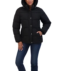 Sebby Collection Women's Short Hooded Stretch Puffer Jacket