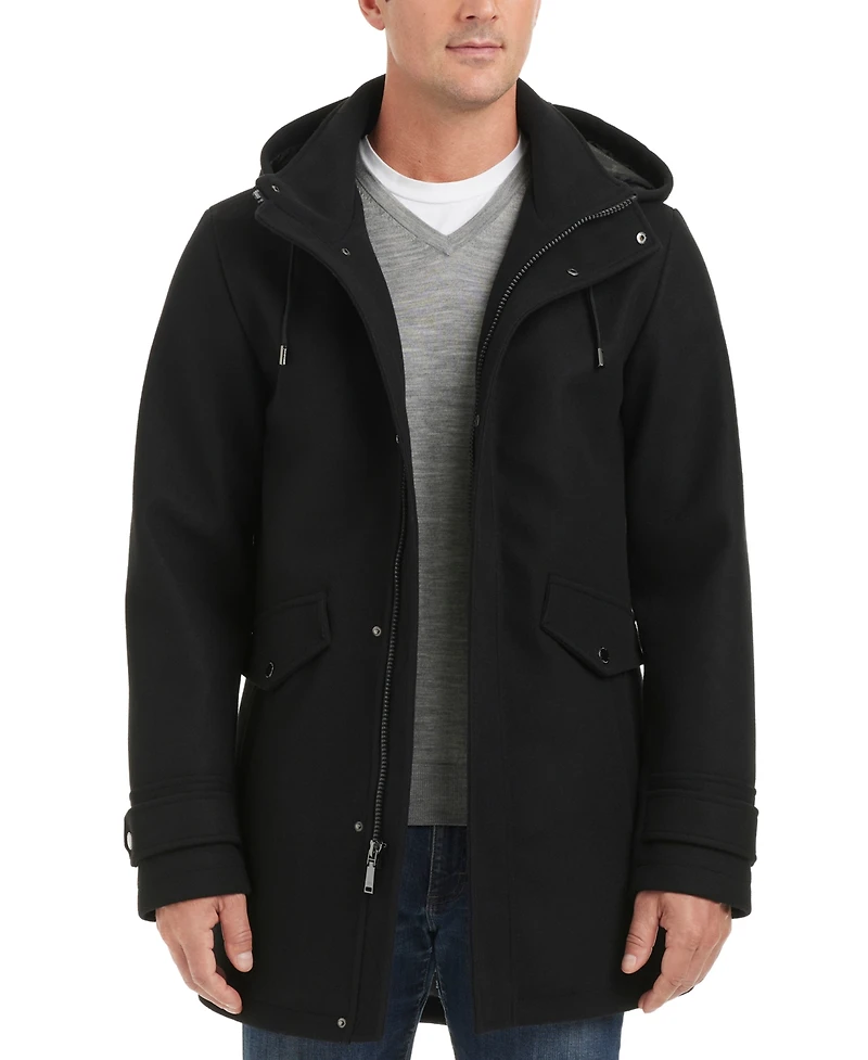 Vince Camuto Men's Hooded Zip and Snap-Front Coat