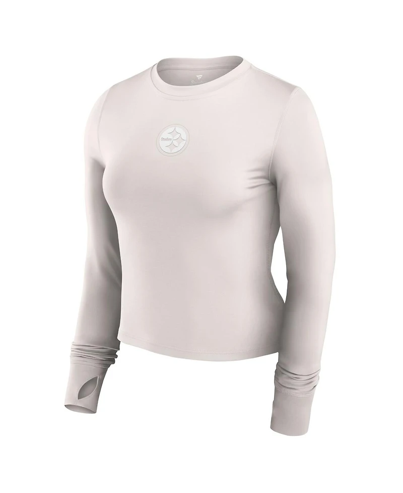 Fanatics Women's White Pittsburgh Steelers Studio Fitted Long Sleeve Gym Top