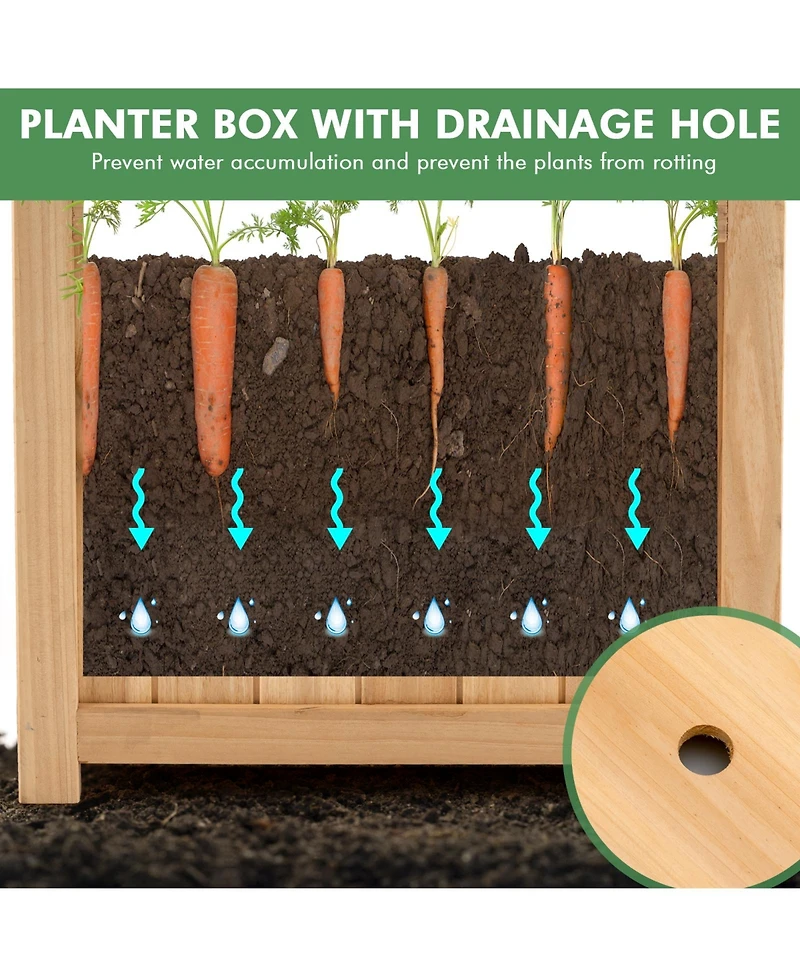 Skonyon Folding Square Fir Wood Raised Garden Bed with Removable Bottom