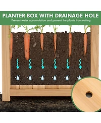 Skonyon Folding Square Fir Wood Raised Garden Bed with Removable Bottom