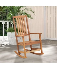 Skonyon Patio Rocking Chair Ergonomic High-Back Outdoor Rocker with Smooth Rocking Base