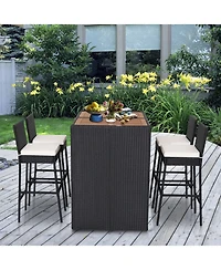 5 Pieces Patio Acacia Wood Dining Set