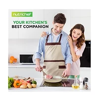 NutriChef 54 Pcs. Home Kitchen Cookware, Kitchen Tools, and Bakeware Set - High-Quality Ceramic Kitchenware Pots and Pans (Taupe Brown)