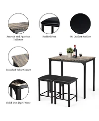 Sugift 3 Pieces Dining Table Set with Faux Marble Tabletop and 2 Chairs