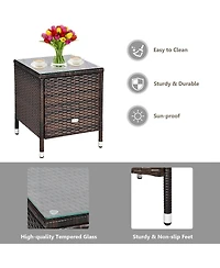 Sugift 3 Pieces Ergonomic Wicker Patio Conversation Set