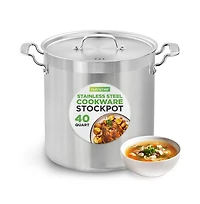 NutriChef Stainless Steel Cookware Stockpot - Quart, Heavy Duty Induction Pot