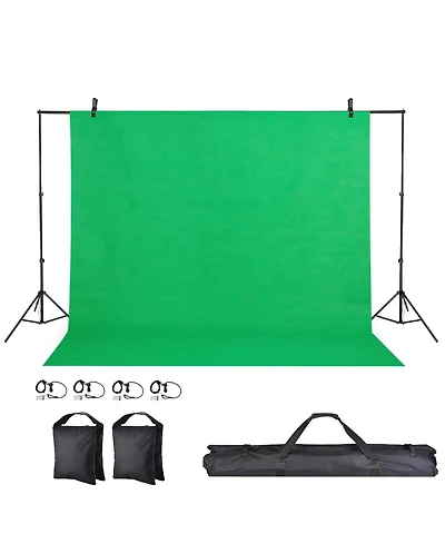 7x10Ft Backdrop Support Stand Kit Non-woven Backdrop Green Photography Video