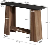 Tribesigns 47.24" Console Table for Entryway, Mid-Century Modern 2-Tier Narrow Wooden Sofa Table Behind Couch with Storage Shelf