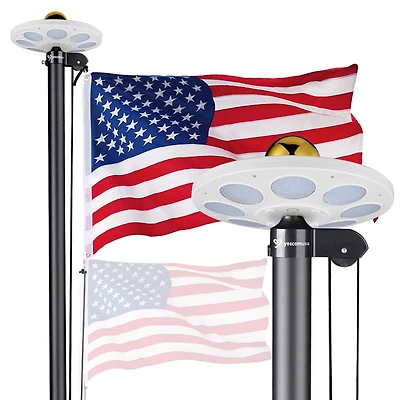 Yescom Bravery 20ft Led Solar Light Sectional Flag Pole Kit Aluminum Outside Inground with 3'x5' Usa Flag Ball Top Black