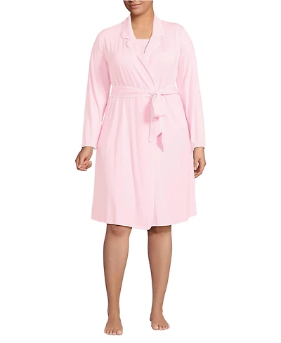 Lands' End Plus Size Cooling Robe with Piping