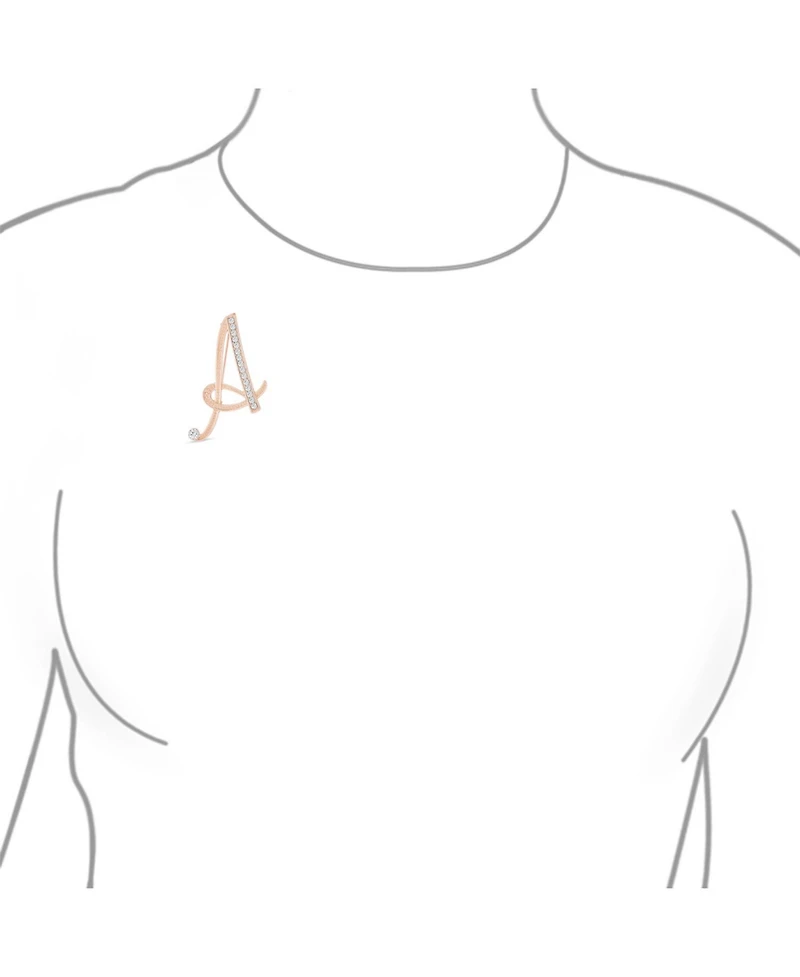 Bling Jewelry Large Statement Abc Pave Crystal Letters Alphabet Initial Scarf Lapel Pin Brooch Rose Gold Plated