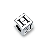 Bling Jewelry Alphabet Initial Square Block Letter Bead Charm .925 Sterling Silver