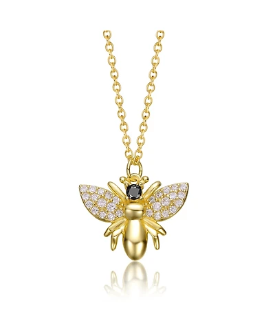 14K Gold Plated Cubic Zirconia Wasp Pendant Necklace