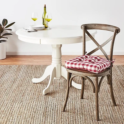 Kate Aurora Country Living Gingham Plaid Checkered Farmhouse Chair Cushion Pads