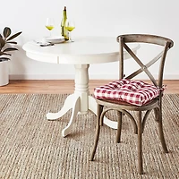 Kate Aurora Country Living Gingham Plaid Checkered Farmhouse Chair Cushion Pads